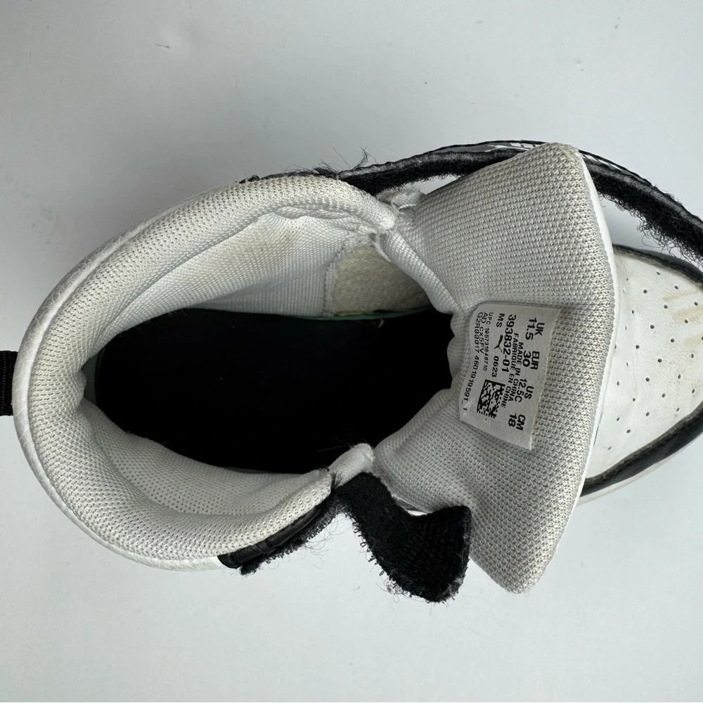 Puma Kids Black and White High-Top Rebound V6 sneakers size 11.5